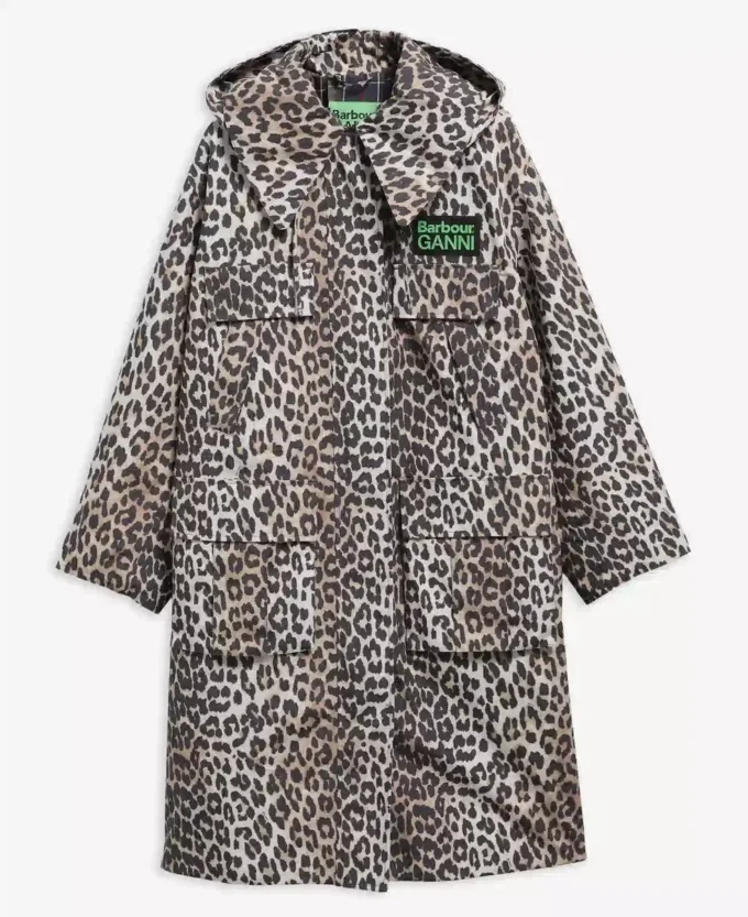 Barbour x GANNI Leopard Print Waterproof Parka Jacket