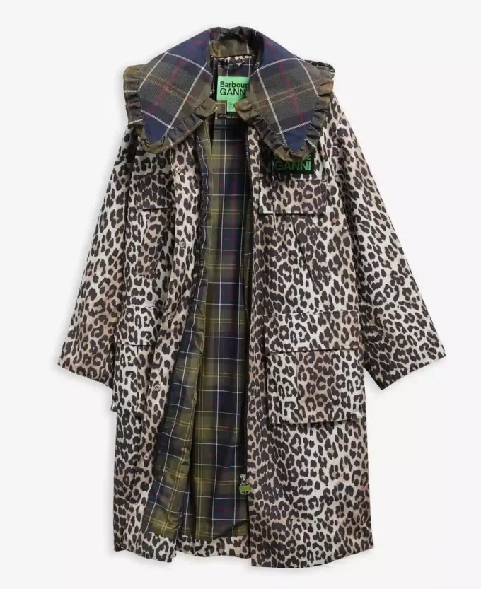 Barbour x GANNI Leopard Print Waterproof Parka Jacket