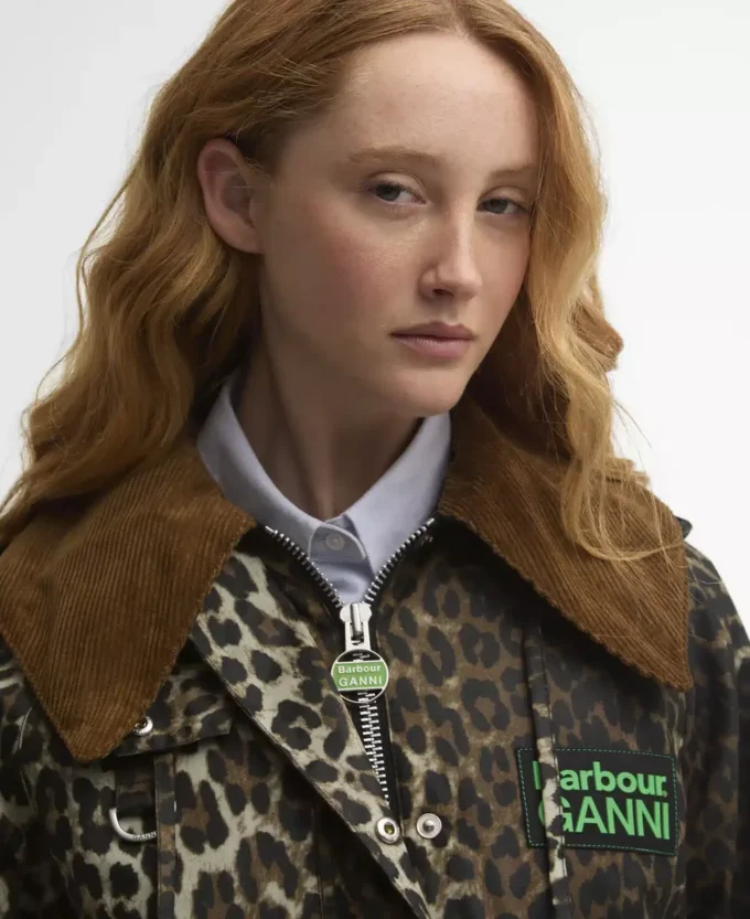 Barbour x GANNI Leopard Print Waxed Anorak