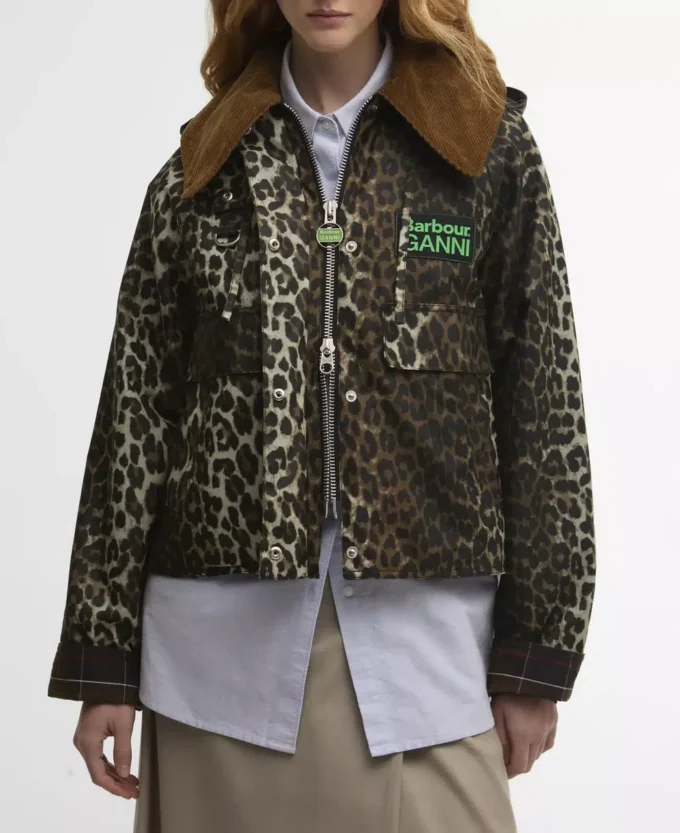 Barbour x GANNI Leopard Print Waxed Anorak