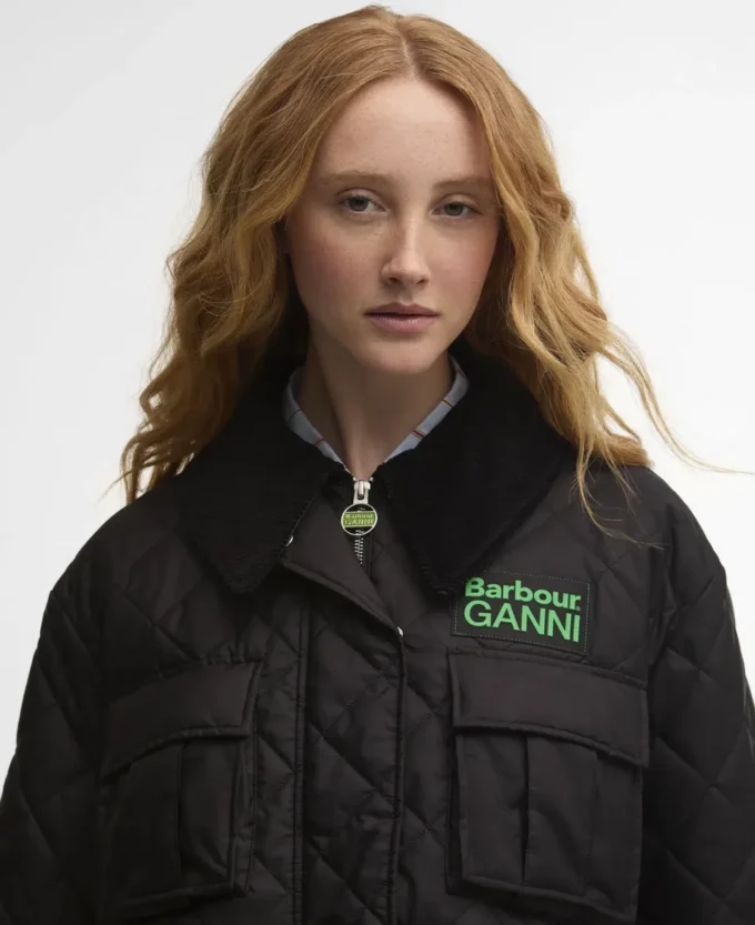 Barbour x GANNI Peplum Longline Quilted Jacket