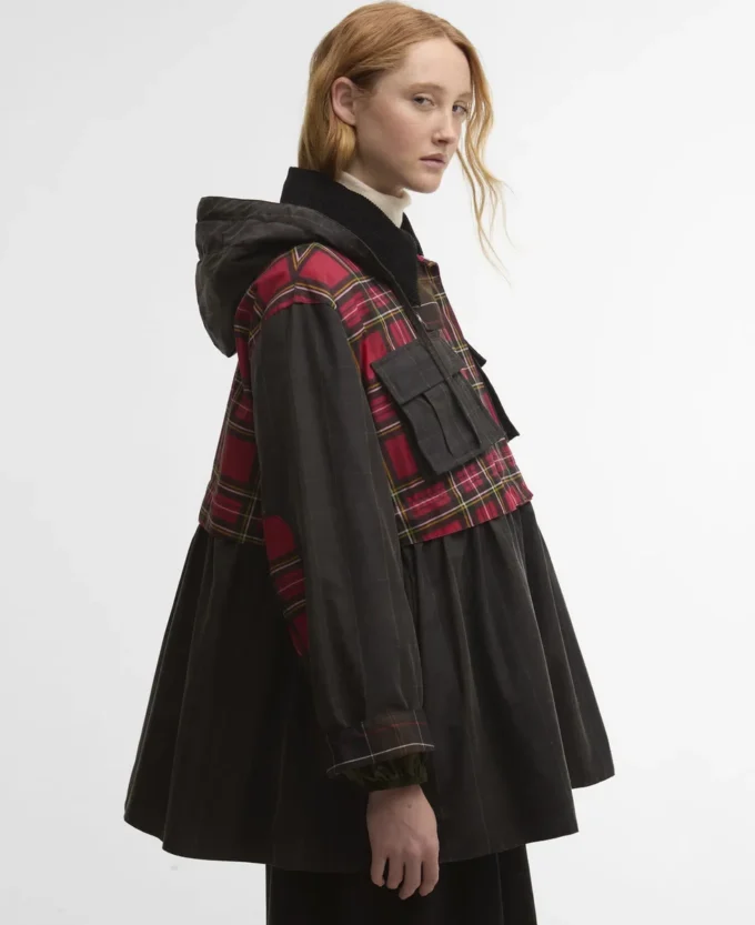 Barbour x GANNI Tartan Peplum Waxed Jacket